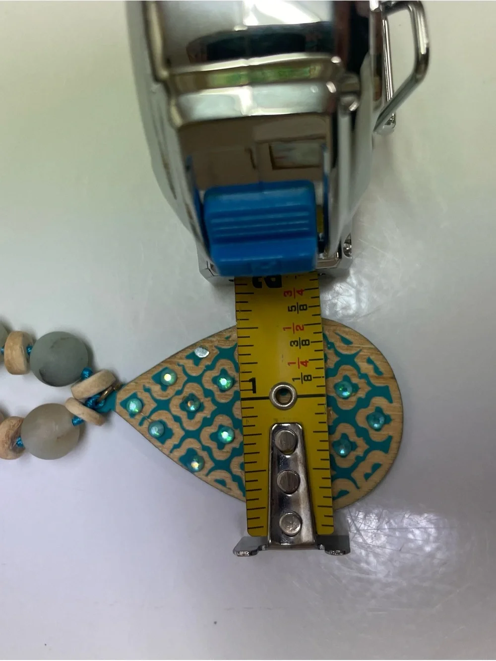 Boho Turquoise Teardrop Pendant Beaded Necklace - Picture 5 of 5